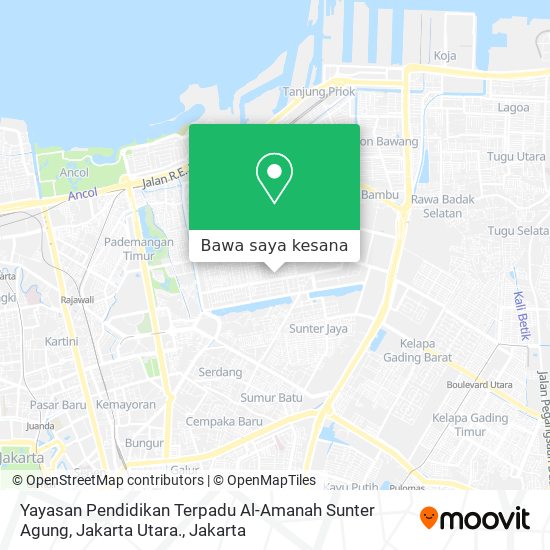 Peta Yayasan Pendidikan Terpadu Al-Amanah Sunter Agung, Jakarta Utara.
