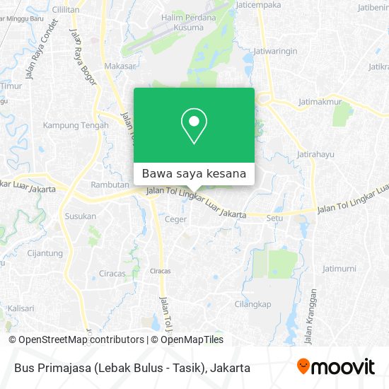 Peta Bus Primajasa (Lebak Bulus - Tasik)