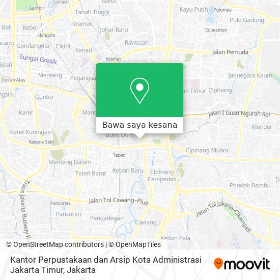 Peta Kantor Perpustakaan dan Arsip Kota Administrasi Jakarta Timur