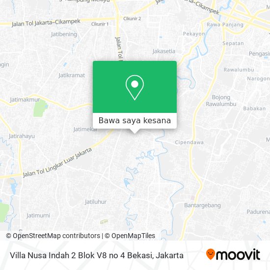 Peta Villa Nusa Indah 2 Blok V8 no 4 Bekasi