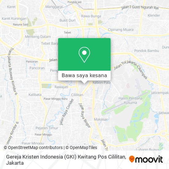 Peta Gereja Kristen Indonesia (GKI) Kwitang Pos Cililitan