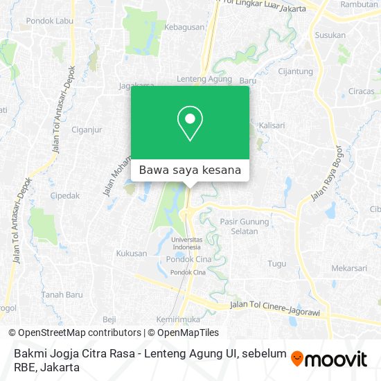 Peta Bakmi Jogja Citra Rasa - Lenteng Agung UI, sebelum RBE