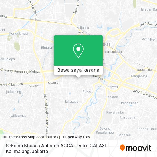 Peta Sekolah Khusus Autisma AGCA Centre GALAXI Kalimalang