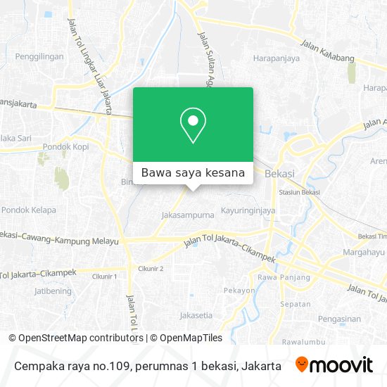 Peta Cempaka raya no.109, perumnas 1 bekasi
