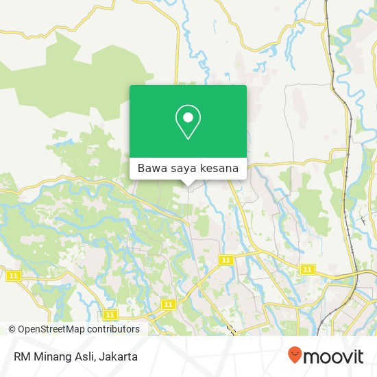 Peta RM Minang Asli, Jalan Raya Semplak Kemang Bogor 16310