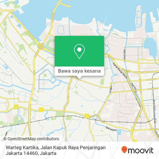 Peta Warteg Kartika, Jalan Kapuk Raya Penjaringan Jakarta 14460