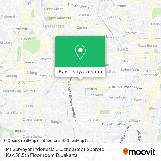 Peta PT.Surveyor Indonesia Jl.Jend.Gatot Subroto Kav.56,5th Floor room D