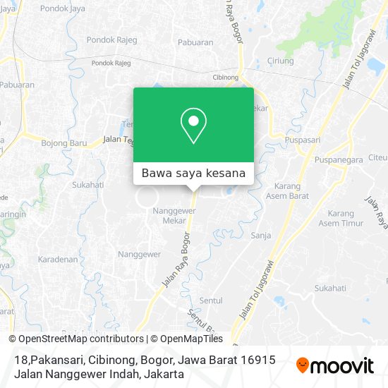 Peta 18,Pakansari, Cibinong, Bogor, Jawa Barat 16915 Jalan Nanggewer Indah