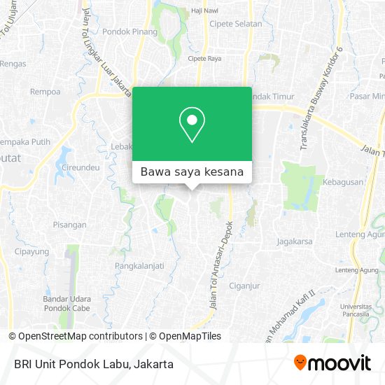 Peta BRI Unit Pondok Labu