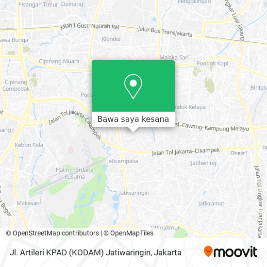 Peta Jl. Artileri KPAD (KODAM) Jatiwaringin