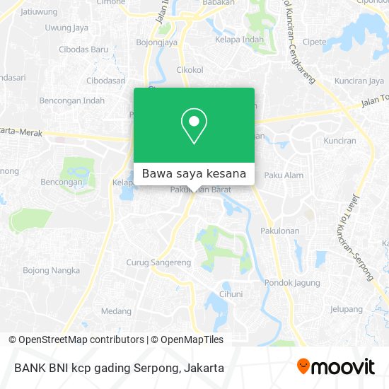 Peta BANK BNI kcp gading Serpong