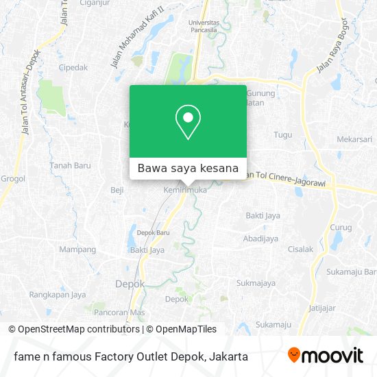 Peta fame n famous Factory Outlet Depok