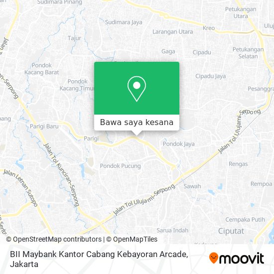 Peta BII Maybank Kantor Cabang Kebayoran Arcade