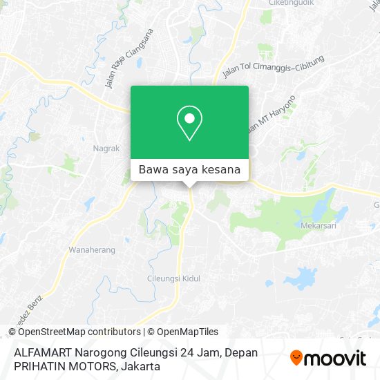 Peta ALFAMART Narogong Cileungsi 24 Jam, Depan PRIHATIN MOTORS