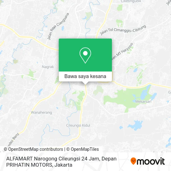Peta ALFAMART Narogong Cileungsi 24 Jam, Depan PRIHATIN MOTORS