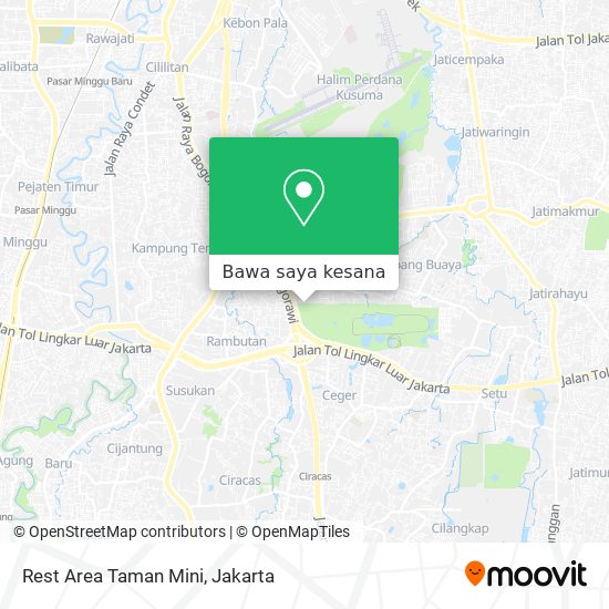 Cara ke Rest Area Taman Mini di Jakarta Timur menggunakan Bis atau Kereta
