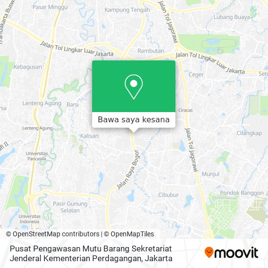 Peta Pusat Pengawasan Mutu Barang  Sekretariat Jenderal Kementerian Perdagangan