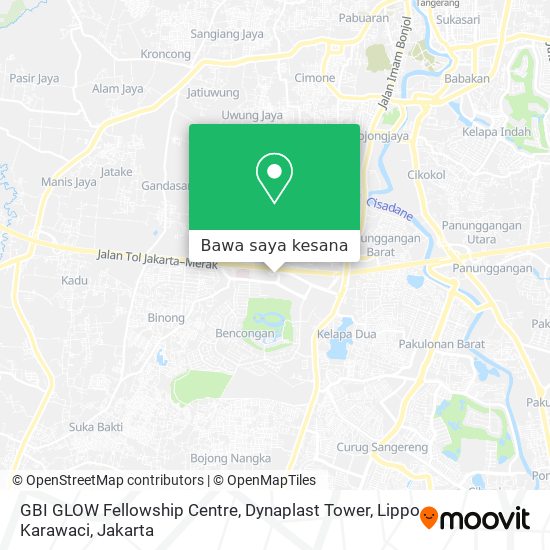 Peta GBI GLOW Fellowship Centre, Dynaplast Tower, Lippo Karawaci