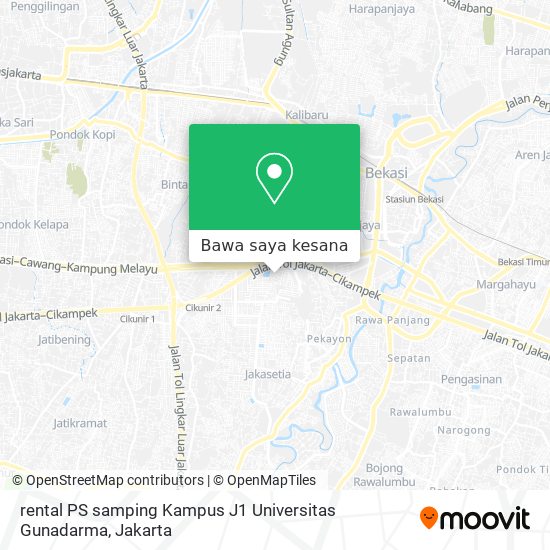 Peta rental PS samping Kampus J1 Universitas Gunadarma