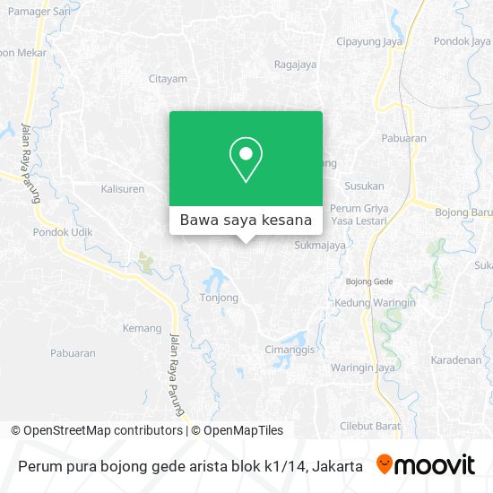 Peta Perum pura bojong gede arista blok k1 / 14