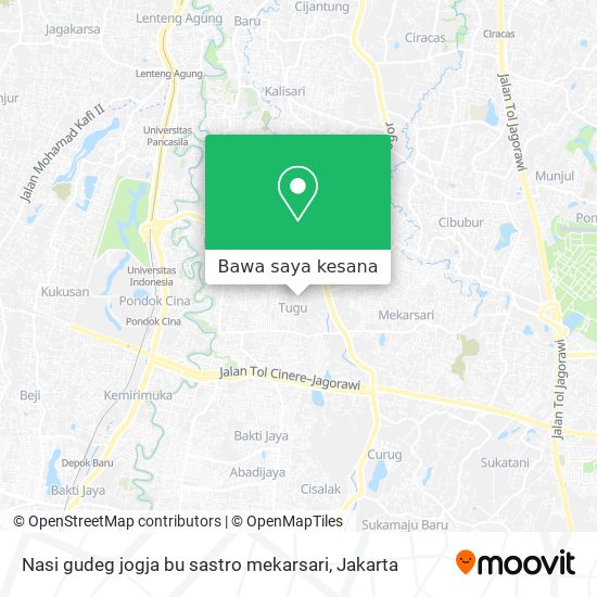 Peta Nasi gudeg jogja bu sastro mekarsari