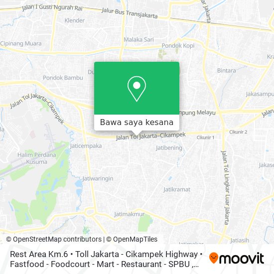 Peta Rest Area Km.6 • Toll Jakarta - Cikampek Highway • Fastfood - Foodcourt - Mart - Restaurant - SPBU