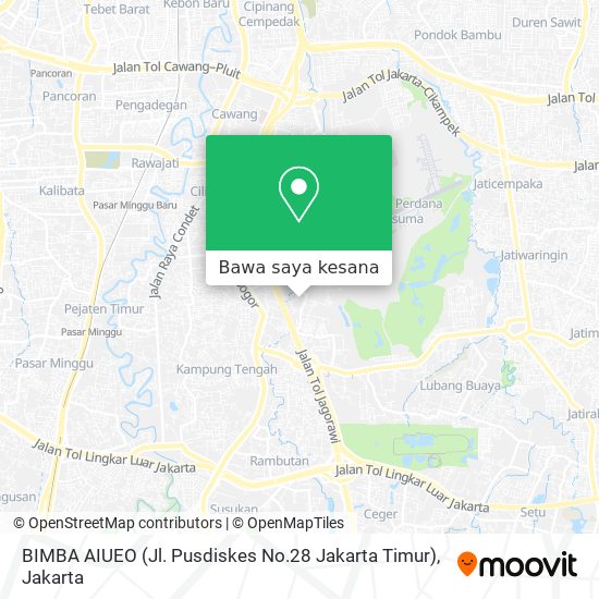 Peta BIMBA AIUEO (Jl. Pusdiskes No.28 Jakarta Timur)