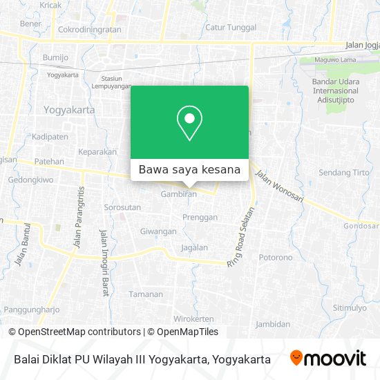 Peta Balai Diklat PU Wilayah III Yogyakarta