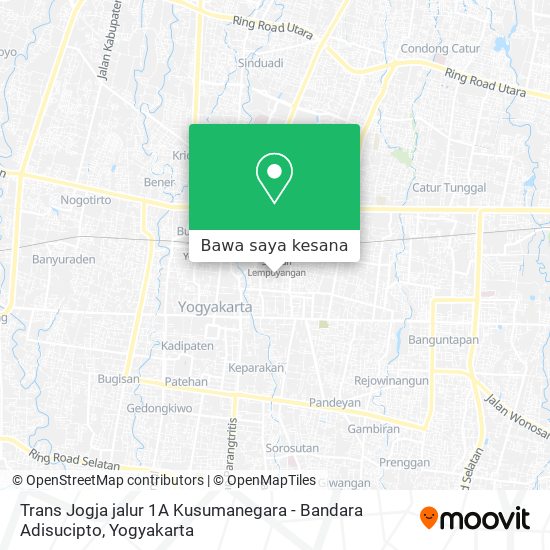 Peta Trans Jogja jalur 1A Kusumanegara - Bandara Adisucipto