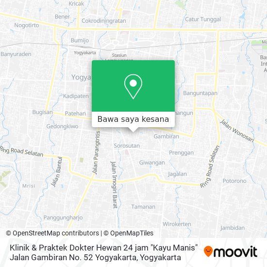 Peta Klinik & Praktek Dokter Hewan 24 jam "Kayu Manis" Jalan Gambiran No. 52 Yogyakarta