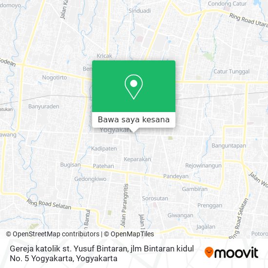 Peta Gereja katolik st. Yusuf Bintaran, jlm Bintaran kidul No. 5 Yogyakarta