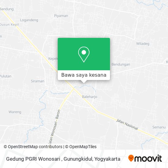 Peta Gedung PGRI Wonosari , Gunungkidul