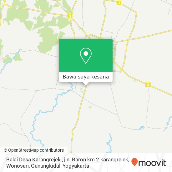 Peta Balai Desa Karangrejek , jln. Baron km 2 karangrejek, Wonosari, Gunungkidul