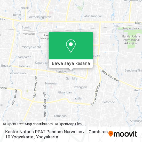 Peta Kantor Notaris PPAT Pandam Nurwulan Jl. Gambiran 10 Yogyakarta.