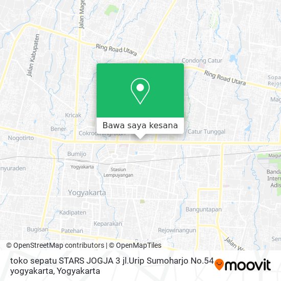 Peta toko sepatu STARS JOGJA 3 jl.Urip Sumoharjo No.54 yogyakarta