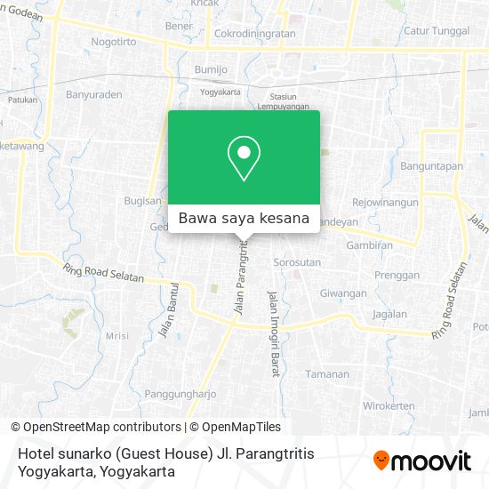 Peta Hotel sunarko (Guest House) Jl. Parangtritis Yogyakarta