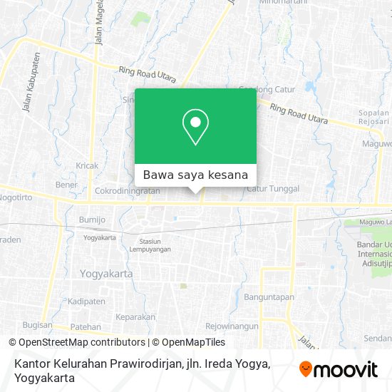 Peta Kantor Kelurahan  Prawirodirjan, jln. Ireda Yogya