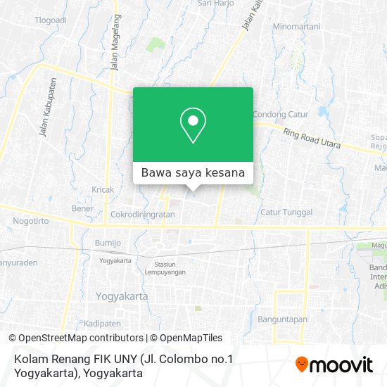 Peta Kolam Renang FIK UNY (Jl. Colombo no.1 Yogyakarta)
