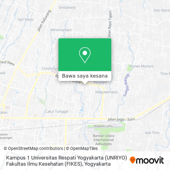 Peta Kampus 1 Universitas Respati Yogyakarta (UNRIYO) Fakultas Ilmu Kesehatan (FIKES)