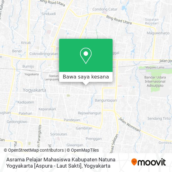 Peta Asrama Pelajar Mahasiswa Kabupaten Natuna Yogyakarta [Aspura - Laut Sakti]