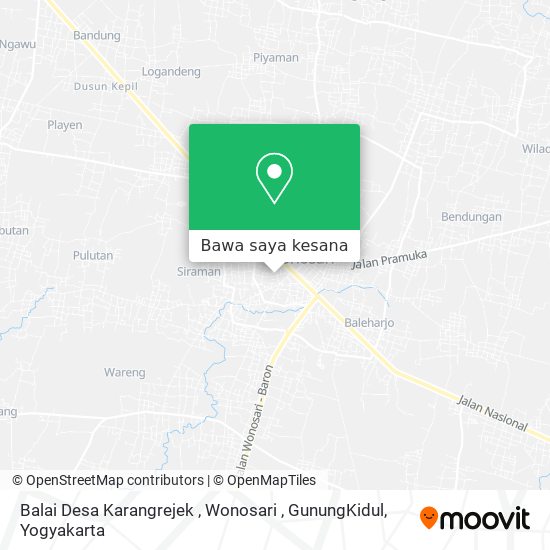 Peta Balai Desa Karangrejek , Wonosari , GunungKidul