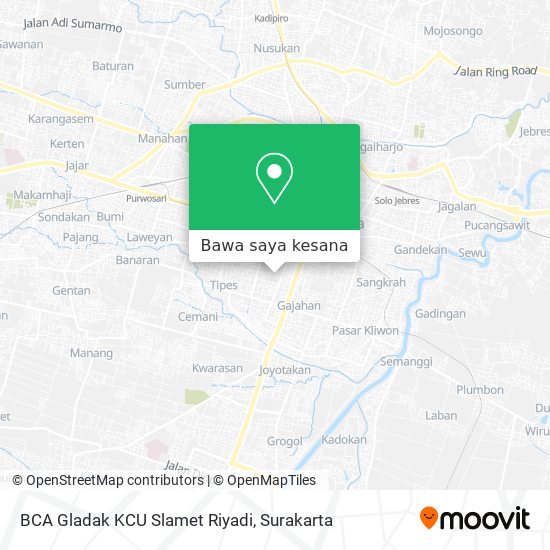 Peta BCA Gladak KCU Slamet Riyadi