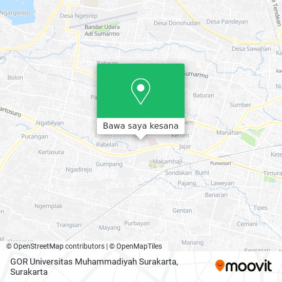 Peta GOR Universitas Muhammadiyah Surakarta