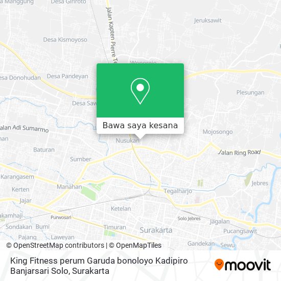 Peta King Fitness perum Garuda bonoloyo Kadipiro Banjarsari Solo