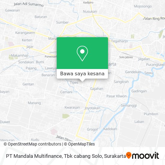 Peta PT Mandala Multifinance, Tbk cabang Solo