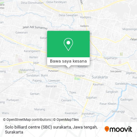 Peta Solo billiard centre (SBC) surakarta, Jawa tengah