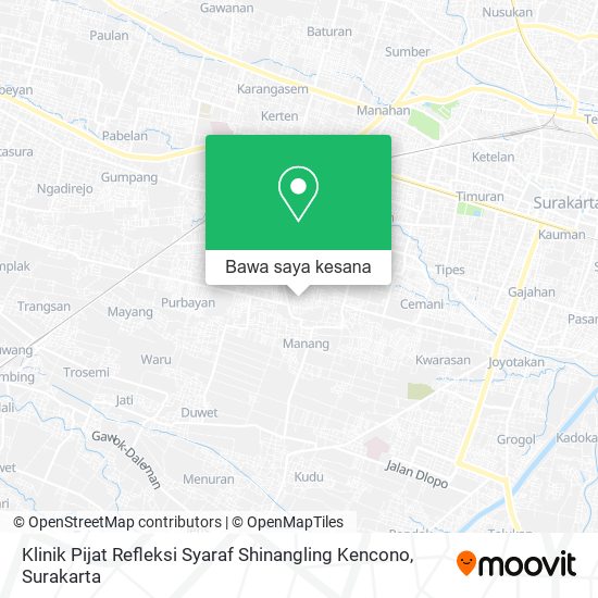Peta Klinik Pijat Refleksi Syaraf Shinangling Kencono