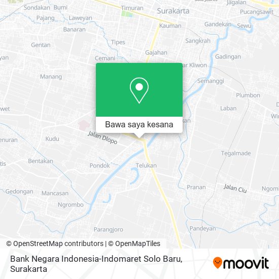 Peta Bank Negara Indonesia-Indomaret Solo Baru