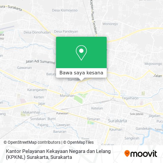Peta Kantor Pelayanan Kekayaan Negara dan Lelang (KPKNL) Surakarta