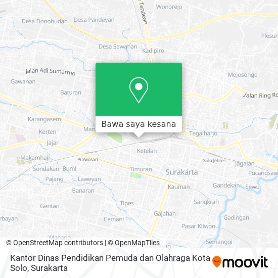 Peta Kantor Dinas Pendidikan Pemuda dan Olahraga Kota Solo